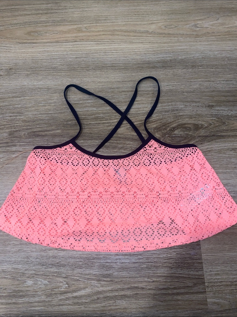 Forever 21 Coral Lace Bandeau with Black Straps